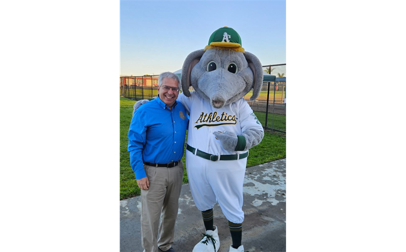 Mayor Juan Gonzalez with Stomper at Opening Day